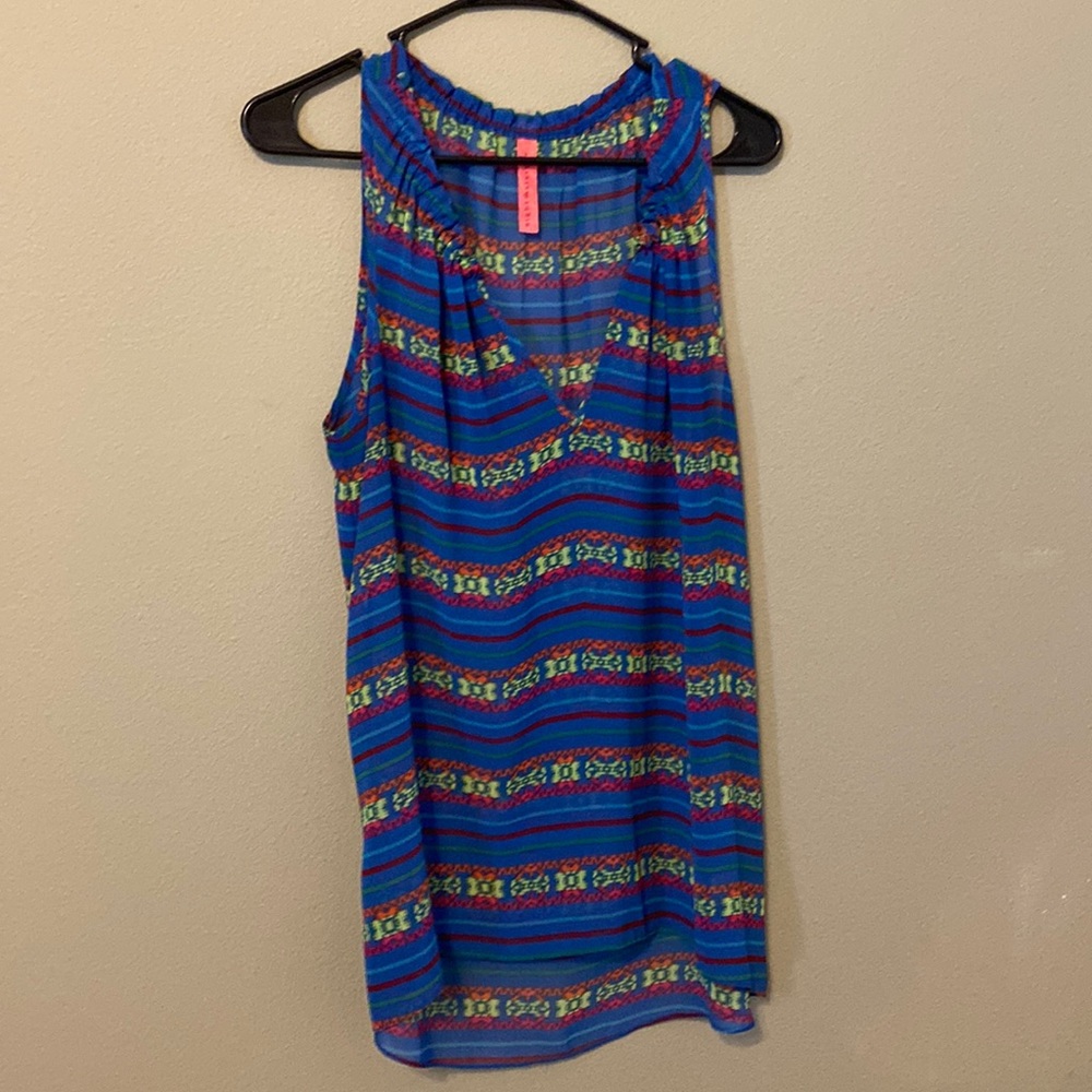 Sheer neon striped tank